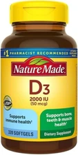 320 count Nature Made Vitamin D3 2000 IU (50 Mcg), 320 count Dietary Supplement