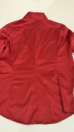 New York & Company Gr. L rot Satin Knopfleiste Stretch Top Bluse Damen - Bild 2 von 4