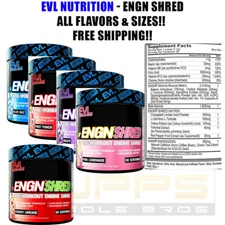 EVL Nutrition - ENGN Shred -BCAA Energy - Preworkout (30 Servings) - ALL Flavors