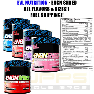 EVL Nutrition - ENGN Shred -BCAA Energy - Preworkout (30 Servings) - ALL Flavors