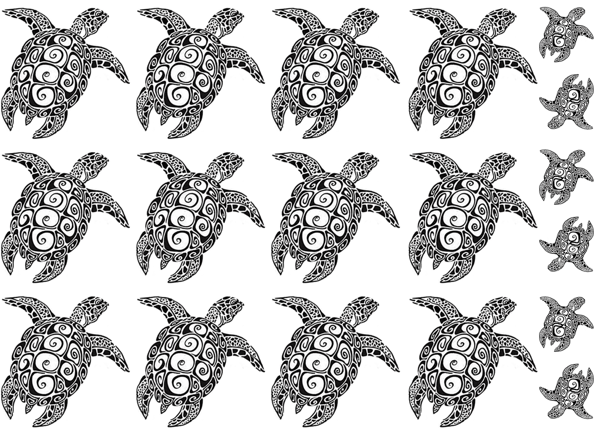 Sea Turtles Glass Decals - 20 PCS Black Fused Glass Decals 0.5 To 1 Inch