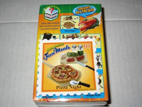 Re-ment Fun Meals #1 Pizza Noche tabla de cortar agitadores pimientos etc...