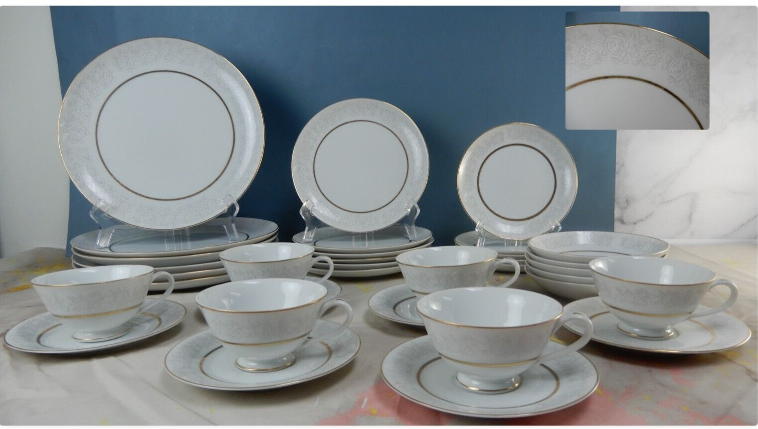 Vintage 35 Pc.  "Queens Brocade Fine China" Dinnerware Made 