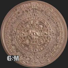 Aztec Calendar; 1oz .999 Fine Copper round