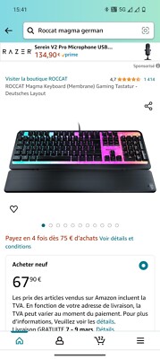 ROCCAT Magma Mechanische Gaming Tastatur - Schwarz German Layout