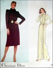 Vogue DIOR DRESS PATTERN Day Evening 38B Pin Tucks UNCUT Vintage 1970s Paris