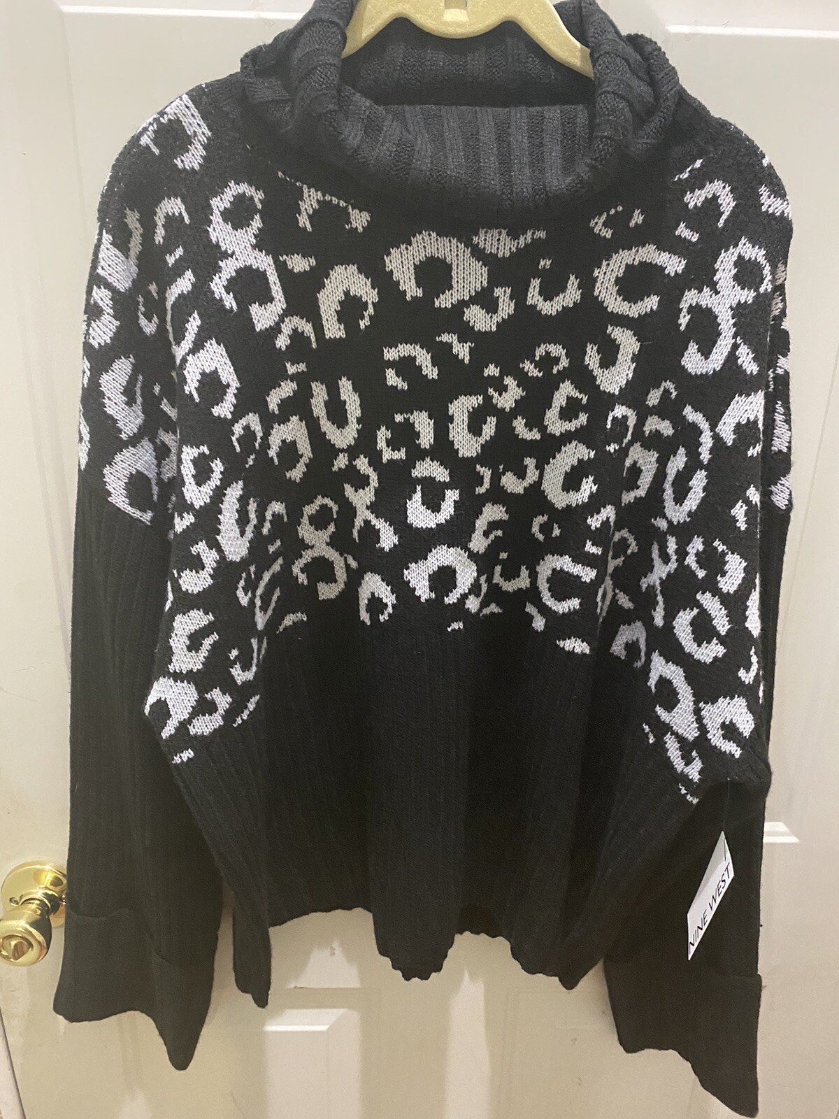 Black Cheetah Turtleneck Sweater 