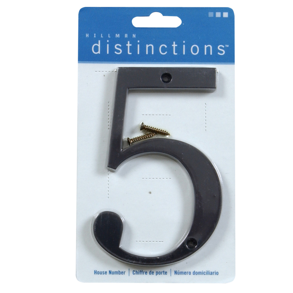 Hillman Distinctions 4-In. Flush Mount Black House Number 5 843145