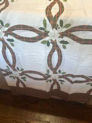 Christmas Wreath Print Cotton Quilt top/topper Sewing/Quilt craft/Fabric 86x86''