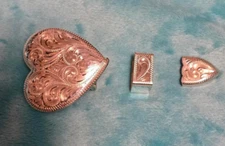 Sterling OV 3-pc Buckle Set for 5/8" strap (#heart) OR  1" Concho