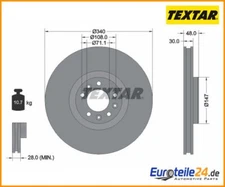 2 pieces brake disc Pro Textar 92256003 for Peugeot 508 I 407