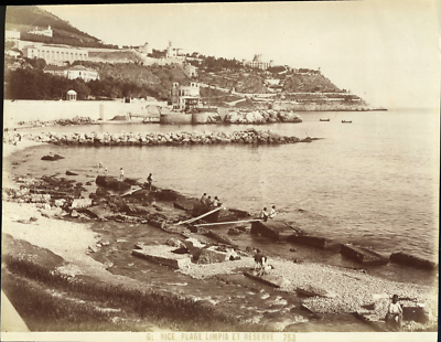 Tirage Argentique Vintage 'La Plage De Nice' (Côte D'Azur) - Circa 1925, Format 8,5x11 Cm, Référence CS1295