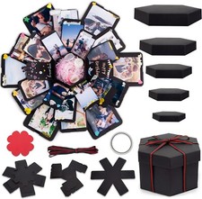 Explosion Gift Box, Handmade Exploding Photo Album Preassembled Surprise Black
