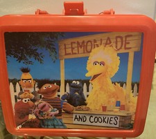 Sesame Street Lunch Box with Thermos Plastic Vintage Big Bird Elmo Burt