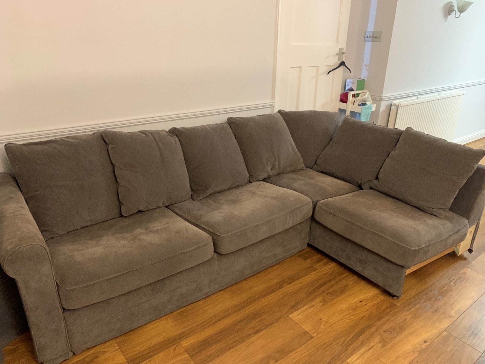 Ikea Gronlid left corner sofa bed Grey plus green covers good