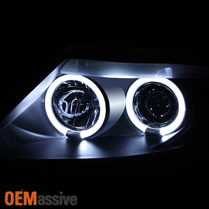 Par de faros LED proyectores doble halo bisel negro para BMW Z4 E85 03-08 cupé Foto 3 de 4