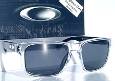 NEW Oakley HOLBROOK Shiny Clear w POLARIZED Galaxy Black Lens Sunglass 9102