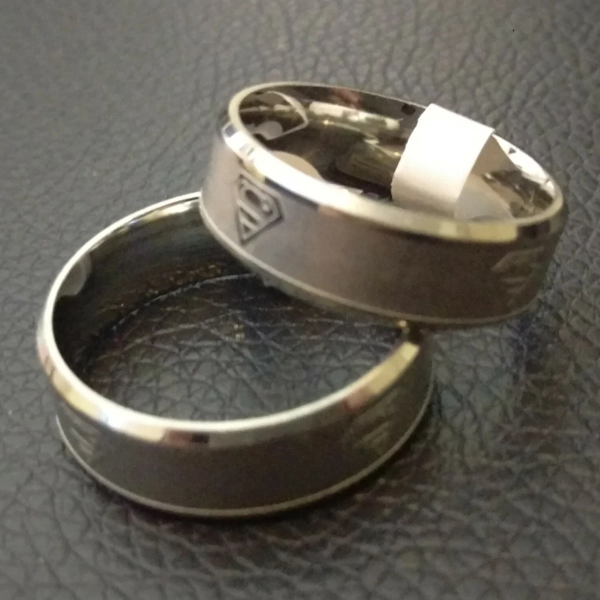 Superman Ring Size V Silver High Quality Engraved Logo stainless