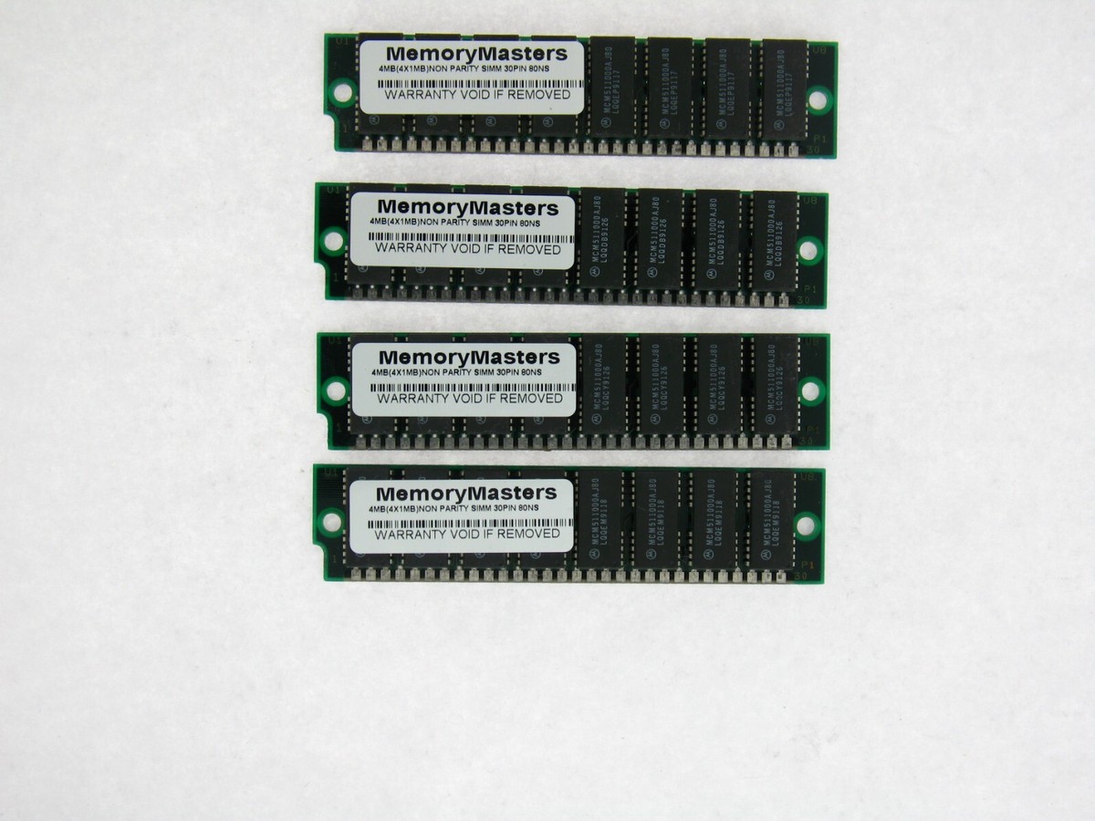 Apple Macintosh II SI フラッシュメモリ 4x 1MB 30-Pin 80ns Non-Parity FPM Memory SIMMs 4MB Apple Macintosh