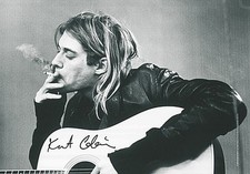 Kurt Cobain & Guitar large fabric poster / flag   1100mm x 750mm