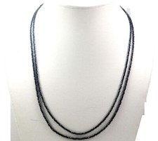 A  Black Spinel 2.5 mm Gemstone Rondelle Beaded Bead 2 Strand Jewelry Necklace