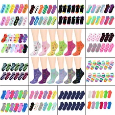 12 Pairs Women Ankle Socks Assorted Colors 