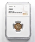 1952-D Roosevelt Dime MS66 NGC Beautifully Toned *8636