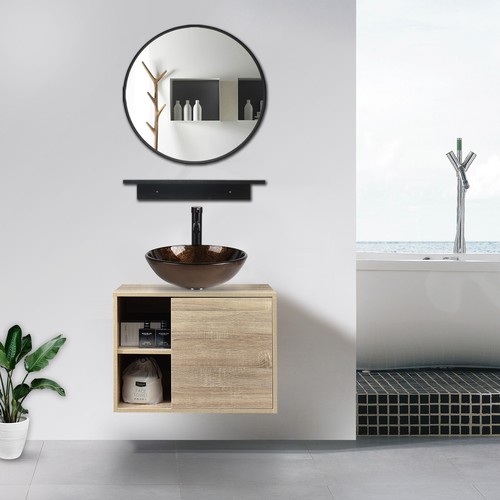 24" Floating Bathroom Vanity with Glass Sink Set - Picture 64 of 72
