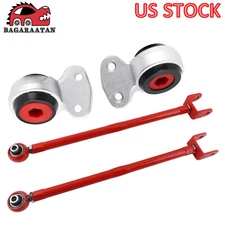 2x Control Arm Bushings Heavy Duty + 2x Rear Control Arms Adjustable For BMW E46