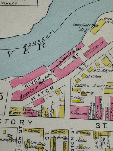 1892 NASHUA, NH Map D.H. Hurd Nashua Mfg Co., American Bobbin, Spools & Shuttle - Picture 12 of 23