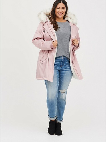 Light Pink Jacket Faux Fur Trimmed 