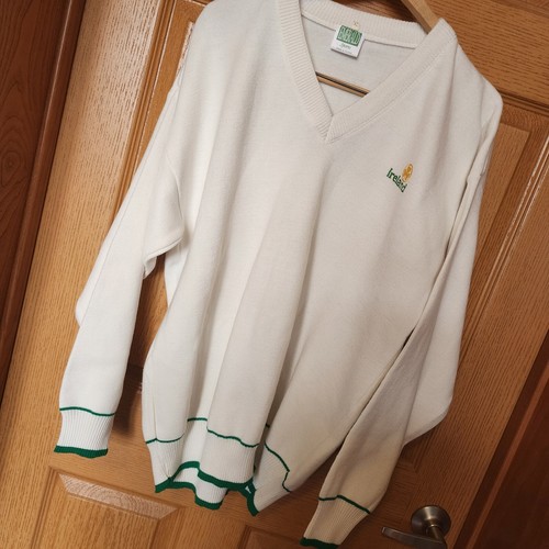 Maglione Emerald Sports Vintage Irlanda Uomo Taglia XL Maglione Bianco con Bordo Verde - Foto 2 di 12