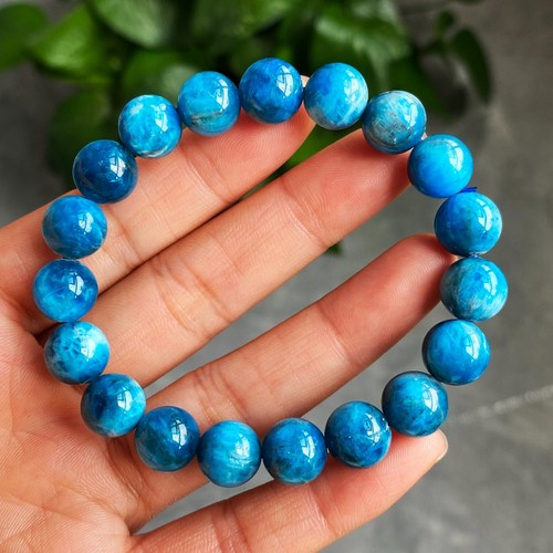10mm Natural Quality Light Blue Apatite Cat's Eye Crystal Beads Bracelet C5 - Picture 8 of 8