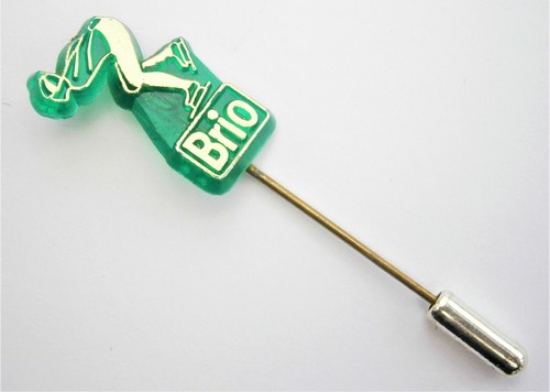 E249) Vintage Brio green Sport Speed Ice Skating tie lapel stick pin badge - 第 1/2 張圖片
