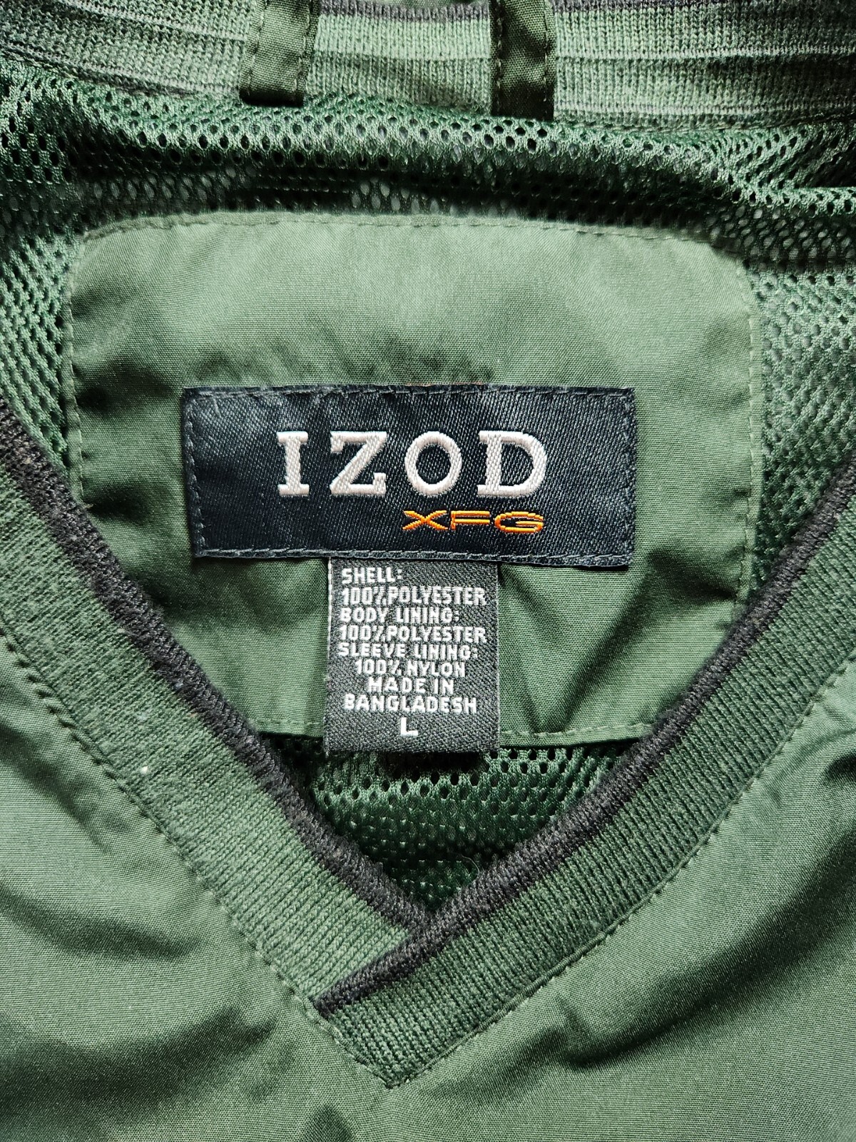 Izod XFG V Neck Golf Windbreaker Mesh Lined Sweatshirt Mens Large Green eBay