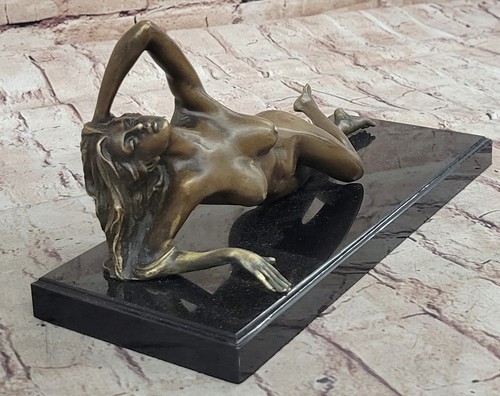 100% Solid Art Deco Bronze Classic Sculpture Nude Female Woman Statue Artwork - Picture 3 of 10