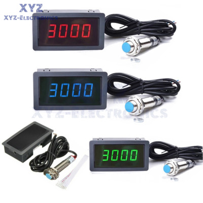4-Digital LED Tachometer Tach RPM Speed Meter W/ Hall Proximity Switch ...