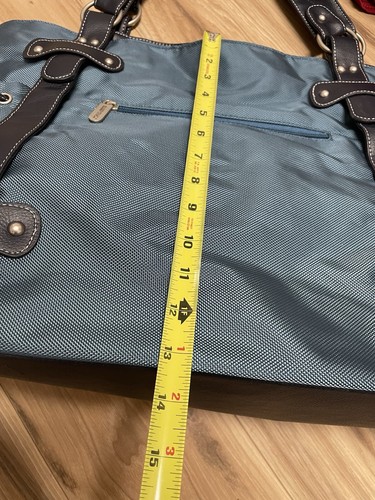 Ellen Tracy Travel Bag, DuffleTote Blue/Turquoise Convas Large bag - Picture 14 of 15