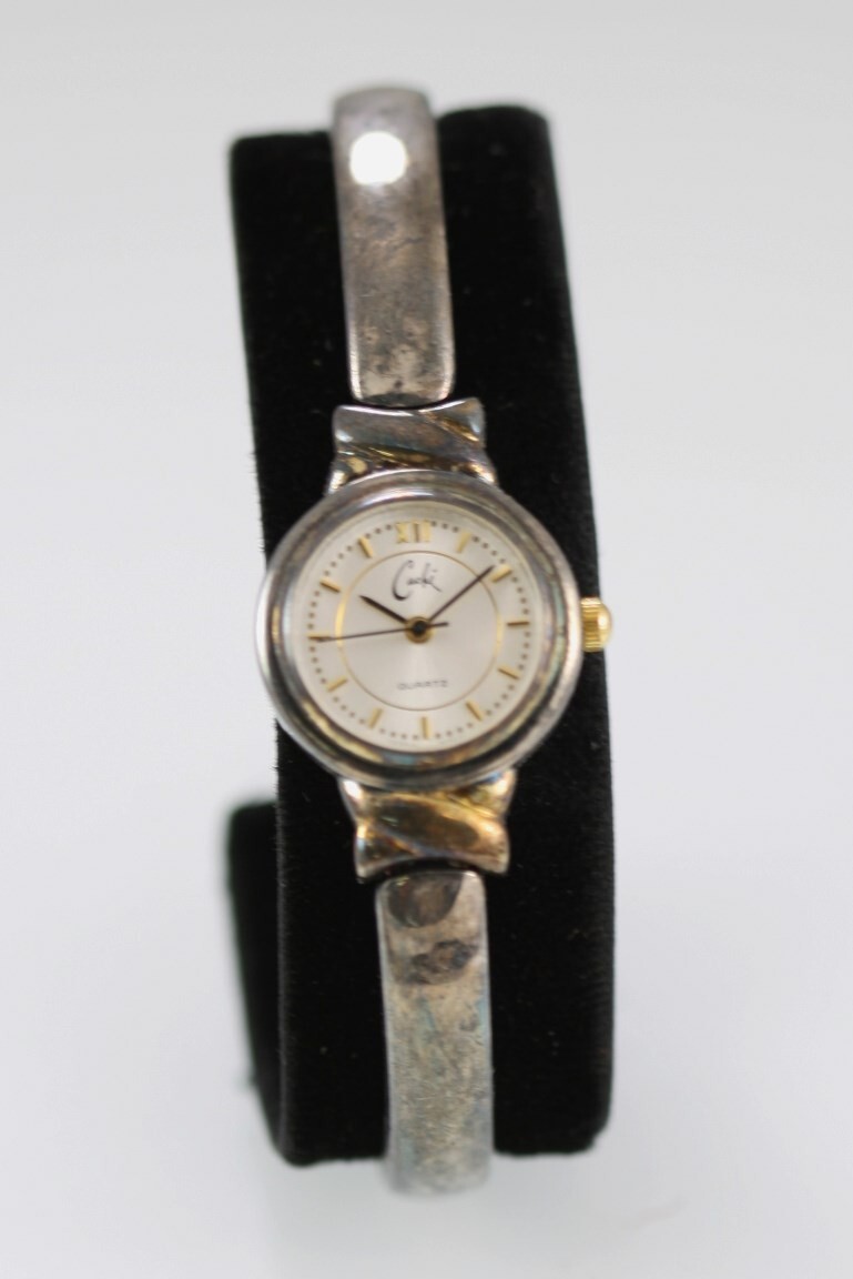 Cache Women Watch Antiqued Stainless Silver Gold Water Res  display picture 1
