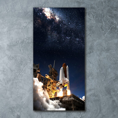 Wand-Bild Kunstdruck aus Hart-Glas Hochformat 60x120 Startrakete