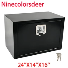 24''×14''×16'' Steel Underbody Trailer Box Pickup truck Tool Box w/Lock Black