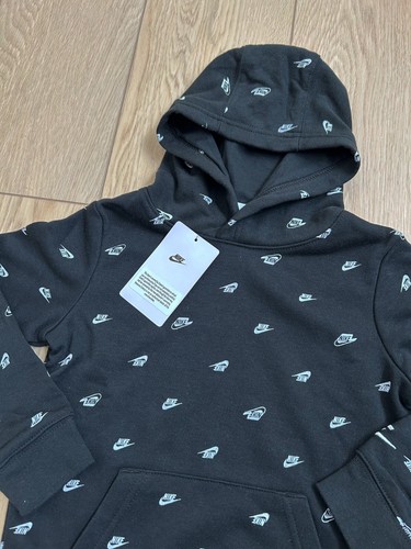 NIKE Youth Boys fleece hoodie, black nike logo size 4 - NWT - Picture 2 of 2