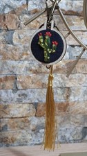 Key chain with handmade cactus embroidery