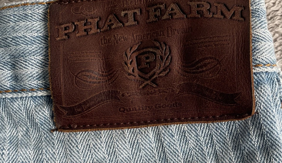 Pantalones Cortos de Jean Phat Farm De Colección Para Hombre 38 Azul Sueltos Pierna Ancha Rayas Denim Foto 3 de 4