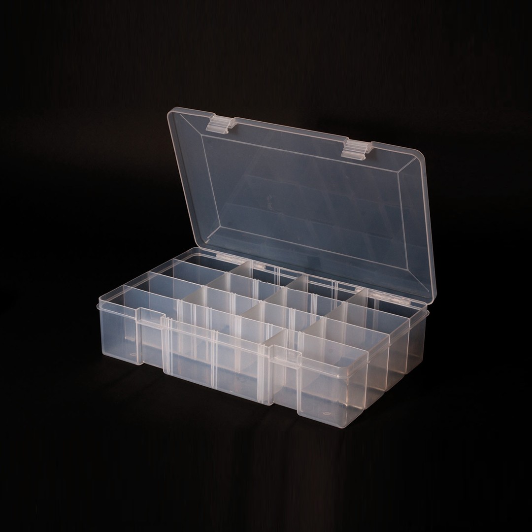Leeda Multi Comp Fishing Tackle Box 4-22 Compartments Clear Hook Spinner Lure