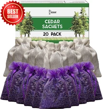 20PCS Natural Cedar & Lavender Sachets Moth Repellent Drawer Closet Fragrance