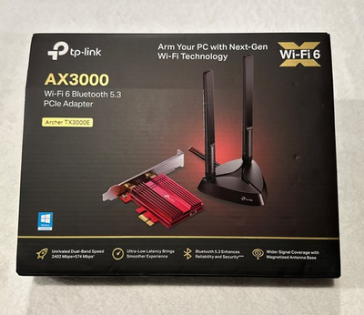 #ad TP Link Wi Fi 6 Bluetooth PCIe Network Adapter Red Archer TX3000E $29.95
