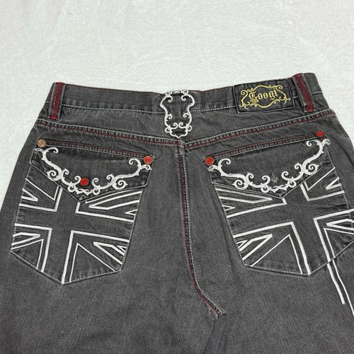 Coogi Australia Jeansshorts Herren 38 grau Denim Jorts bestickte Taschen " - Bild 2 von 10