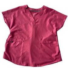 ClimateRight by Cuddl Duds Women's Pink Scrub Top M V-Neck Workwear