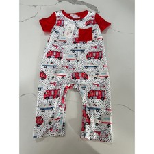Pete  Lucy First Responders Fire Truck Police Baby Romper 6-9M New